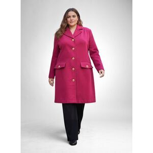 FATE Fuchsia Pink Plus Size Coat with Gold Buttons, NEW! Size 1X